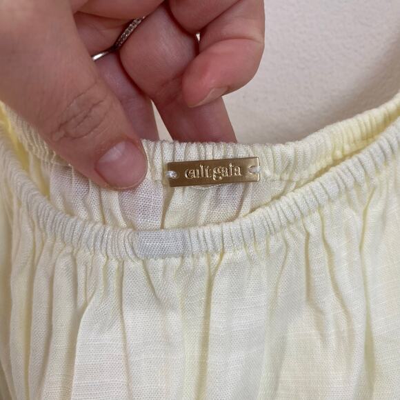 Cult Gaia Stella Dress Square Neckline Midi Length Linen Blend Dress Size Large - Picture 11 of 11